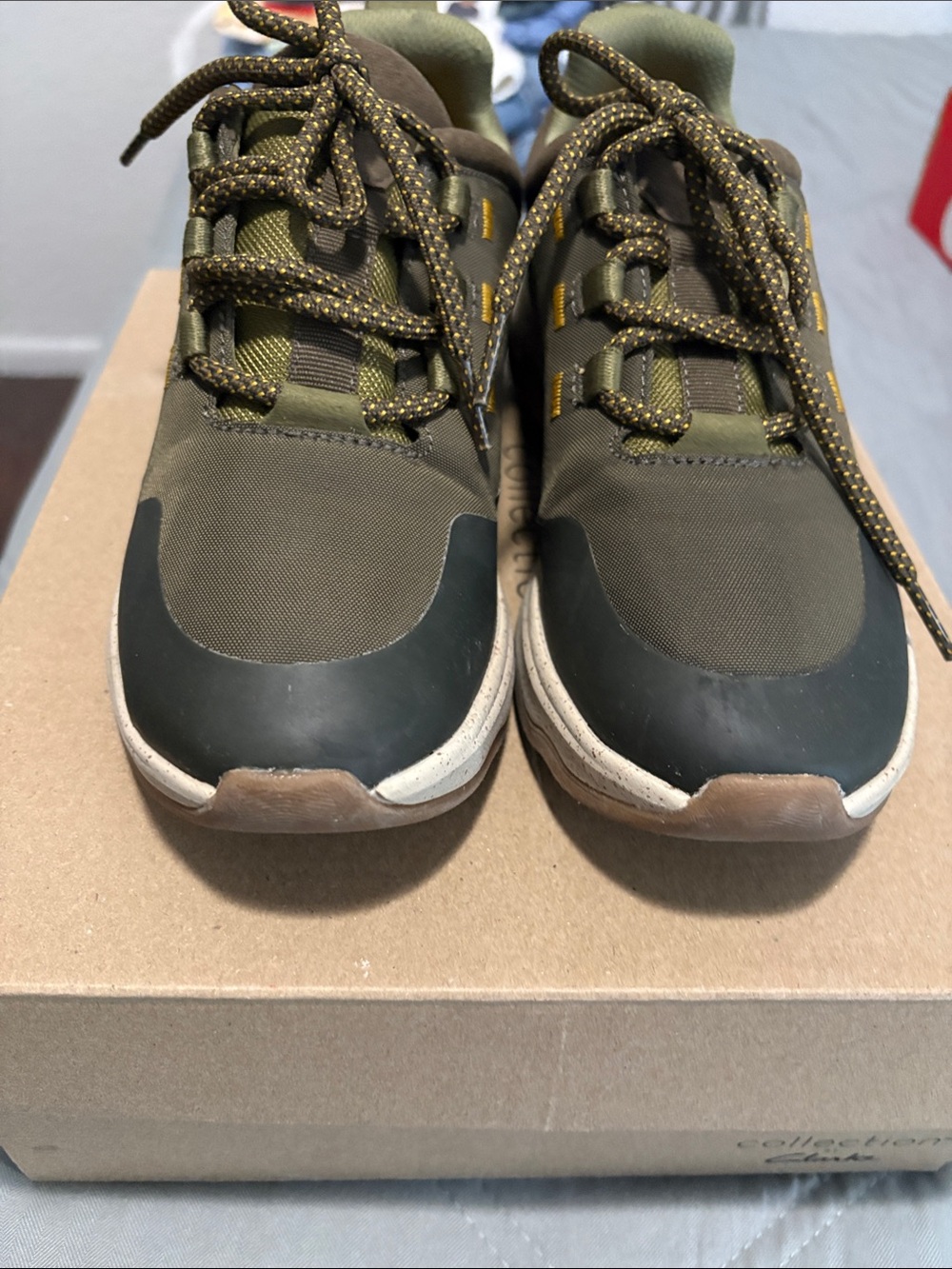 Clarks Olive Green and Brown Men's Sneakers